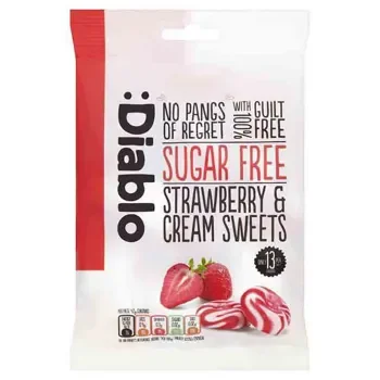 Diablo Sugar Free Strawberry & Cream Sweets 75gr