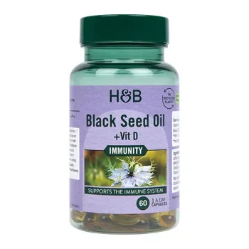 Holland & Barrett Έλαιο Μαύρου Σπόρου με Βιταμίνη D 60 Κάψουλες